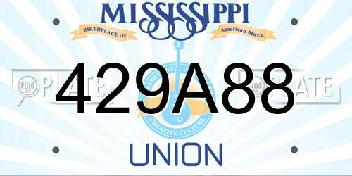 429A88 Mississippi License Plate