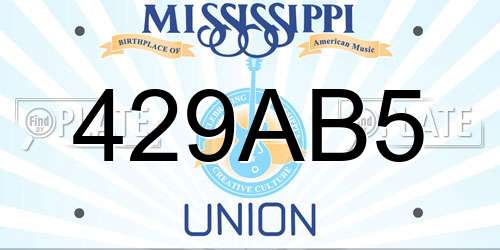 429AB5 Mississippi License Plate