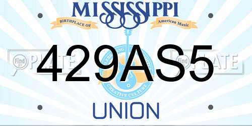 429AS5 Mississippi License Plate