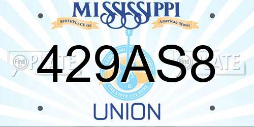 429AS8 Mississippi License Plate