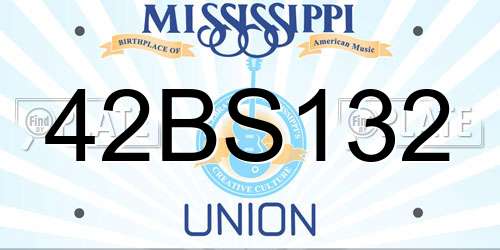 42BS132 Mississippi License Plate