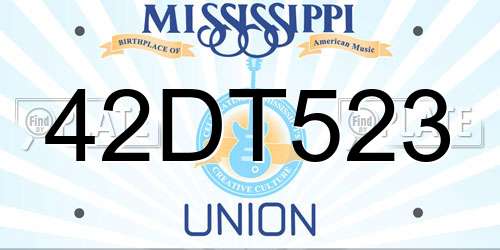 42DT523 Mississippi License Plate