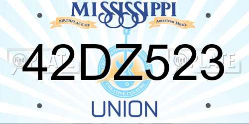 42DZ523 Mississippi License Plate