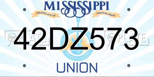 42DZ573 Mississippi License Plate