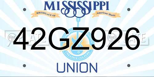 42GZ926 Mississippi License Plate