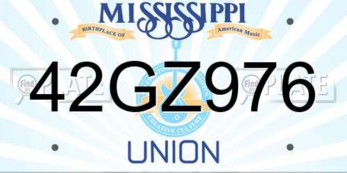 42GZ976 Mississippi License Plate