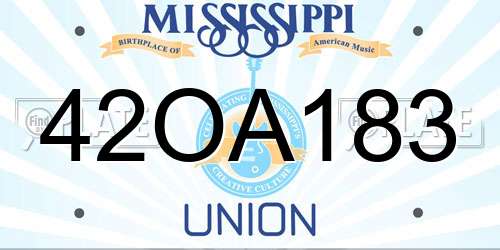 42OA183 Mississippi License Plate