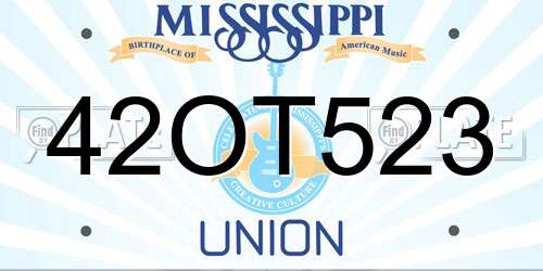 42OT523 Mississippi License Plate