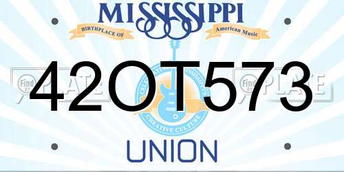42OT573 Mississippi License Plate