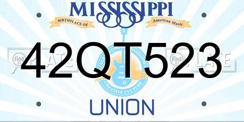 42QT523 Mississippi License Plate