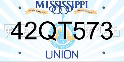 42QT573 Mississippi License Plate