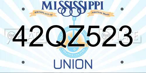 42QZ523 Mississippi License Plate