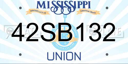 42SB132 Mississippi License Plate