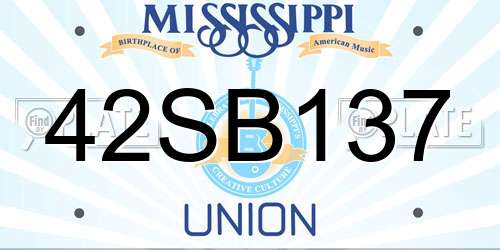 42SB137 Mississippi License Plate
