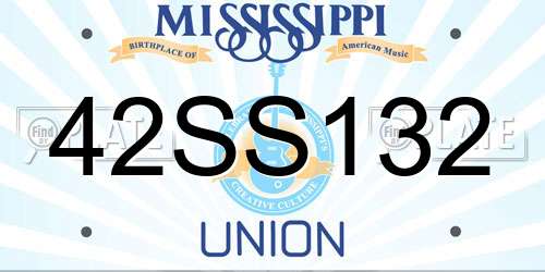42SS132 Mississippi License Plate