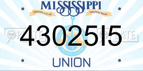 43025I5 Mississippi License Plate
