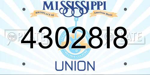 43028I8 Mississippi License Plate