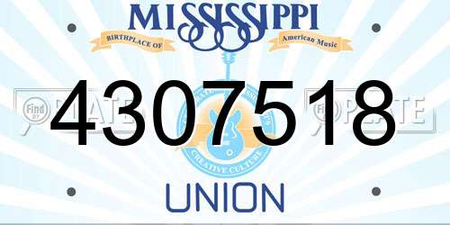 4307518 Mississippi License Plate
