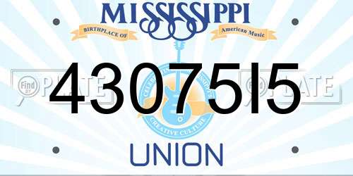 43075I5 Mississippi License Plate