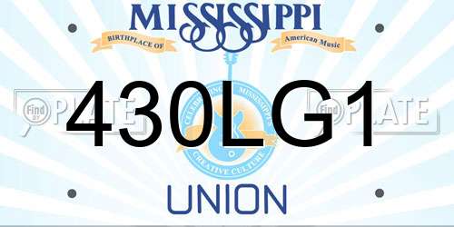 430LG1 Mississippi License Plate