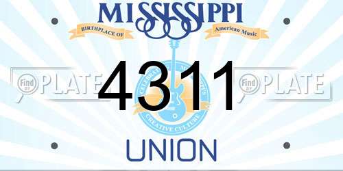4311 Mississippi License Plate