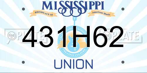 431H62 Mississippi License Plate