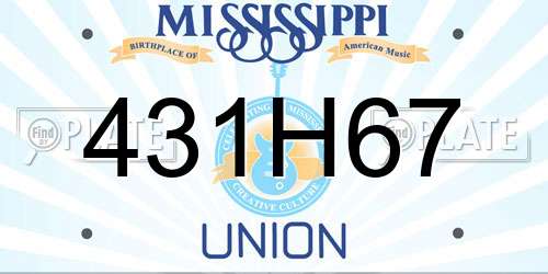 431H67 Mississippi License Plate