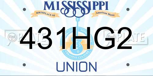431HG2 Mississippi License Plate