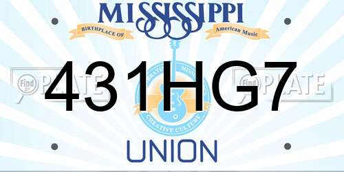 431HG7 Mississippi License Plate