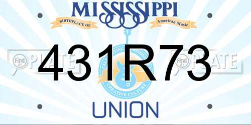 431R73 Mississippi License Plate