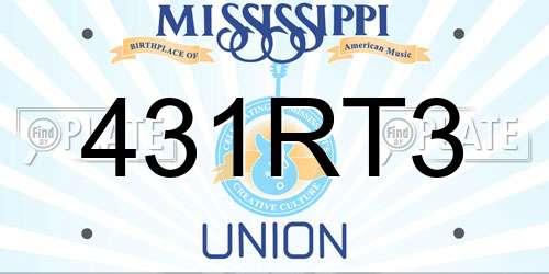 431RT3 Mississippi License Plate