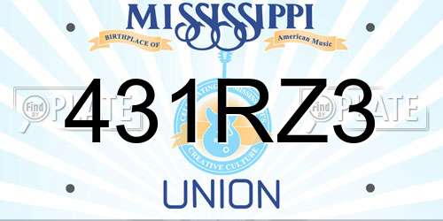 431RZ3 Mississippi License Plate