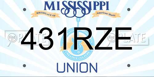 431RZE Mississippi License Plate