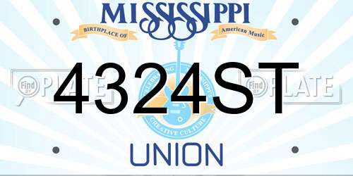 4324ST Mississippi License Plate