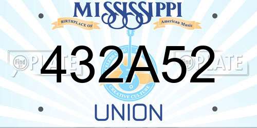 432A52 Mississippi License Plate