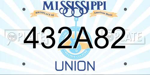 432A82 Mississippi License Plate