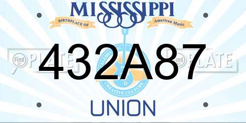 432A87 Mississippi License Plate