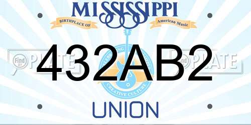 432AB2 Mississippi License Plate