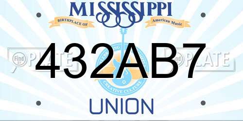 432AB7 Mississippi License Plate