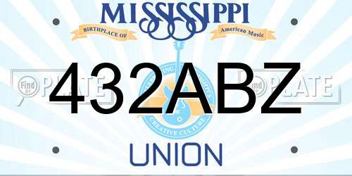 432ABZ Mississippi License Plate