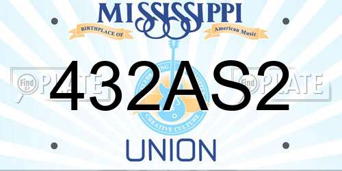432AS2 Mississippi License Plate