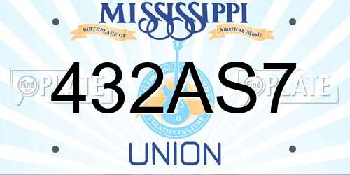 432AS7 Mississippi License Plate