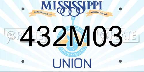 432M03 Mississippi License Plate