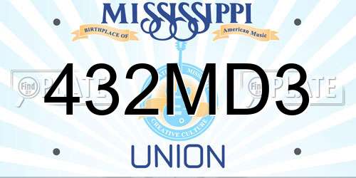 432MD3 Mississippi License Plate