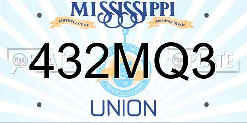 432MQ3 Mississippi License Plate