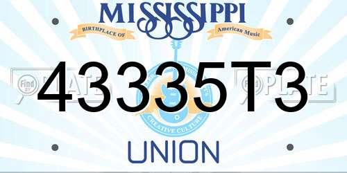 43335T3 Mississippi License Plate