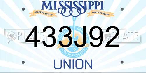433J92 Mississippi License Plate