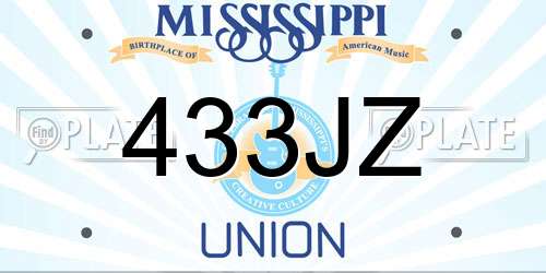 433JZ Mississippi License Plate
