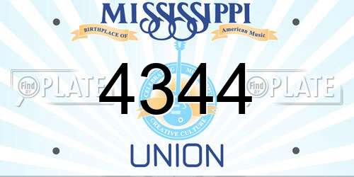 4344 Mississippi License Plate