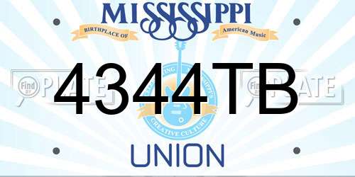 4344TB Mississippi License Plate